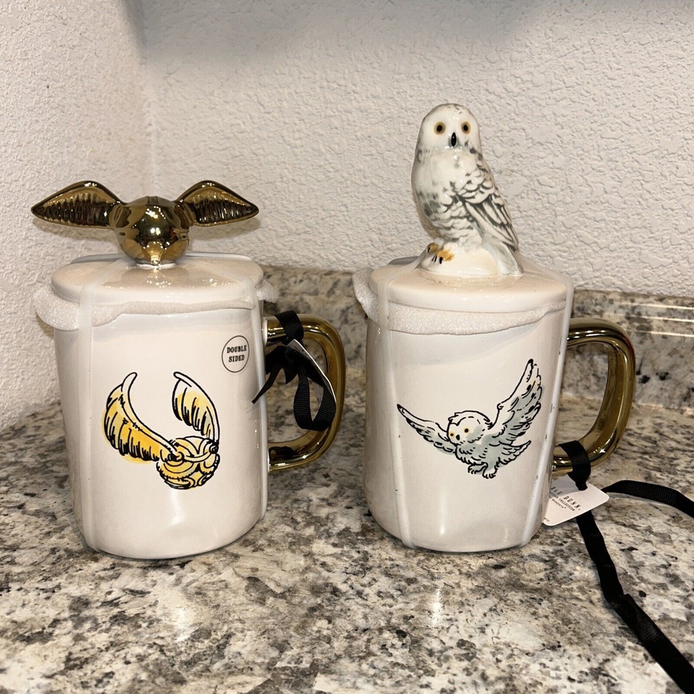 Rae Dunn Harry Potter Lot‎ Hedwig & The Golden Snitch Topper Double Sided Mug